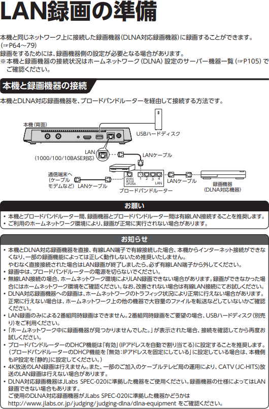 ケーブルプラスSTB-2_LAN録画の準備１