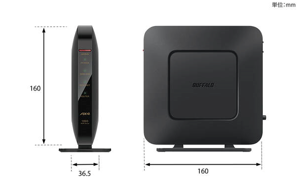 Buffalo社製WSR-1800AX4Sの外観図